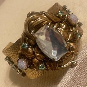 Copper cuff crystal bracelet